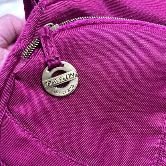 EUC Travelon Signature Small Crossbody Bag - Fuchsia - Picture 12 of 12